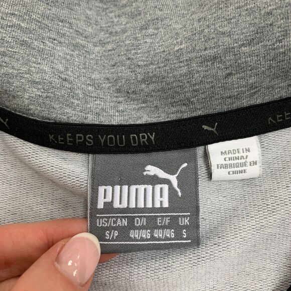 Puma Sweater Mens S Gray Black Quarter Zip Mock Neck Stretchlite Long Sleeves - Picture 7 of 13